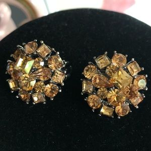Rhinestone clip on earrings